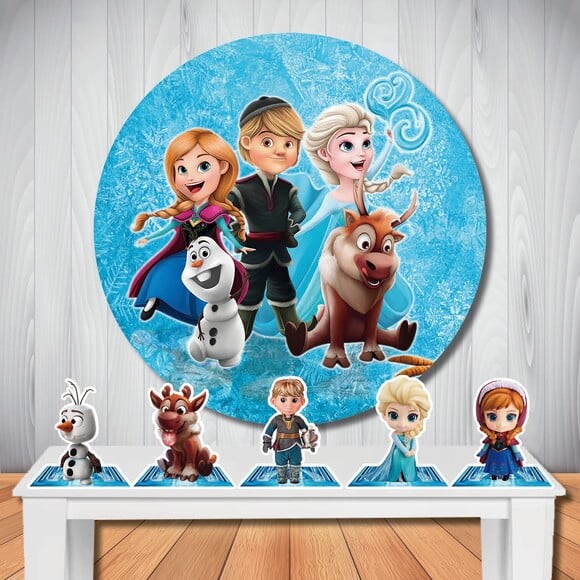 Kit Festa Frozen Baby Painel Redondo e Totem de Mesa
