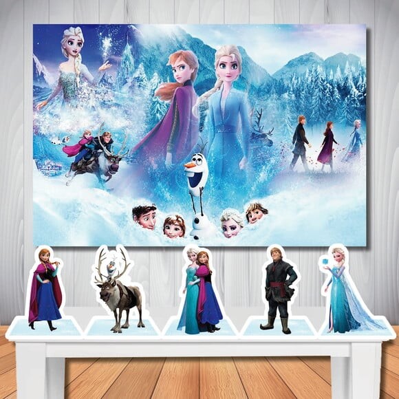 Kit Festa Frozen Painel de Aniversário e Display de Mesa