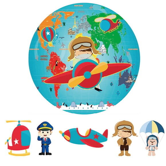 Kit Festa Painel Circular e Display o Aviador - 1,50x1,50m