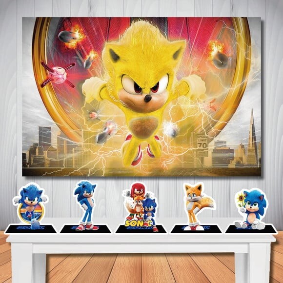 Kit Festa Painel e Display Sonic Filme - 1,50x1,00m