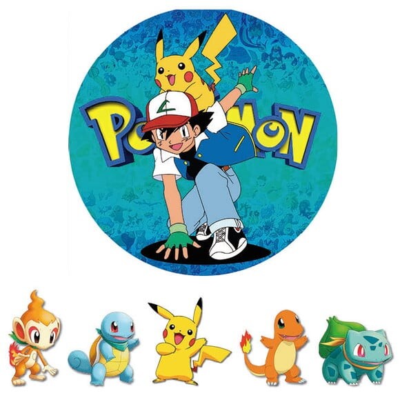 Kit Festa Painel Redondo e Display Pokémon - 1,50x1,50m