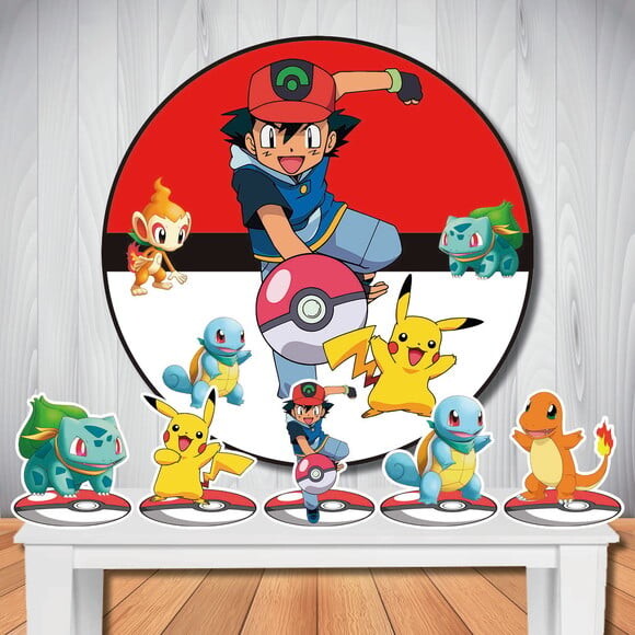 Kit Festa Pokémon Painel Circular Cenário e Display de Mesa