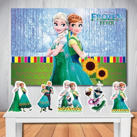 Kit Frozen Fever Painel Infantil 1,5x1,0m e Display de Mesa