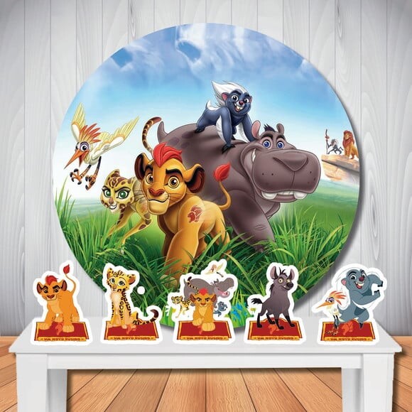 Kit Guarda do Leão Painel Redondo Infantil e Totem de Mesa