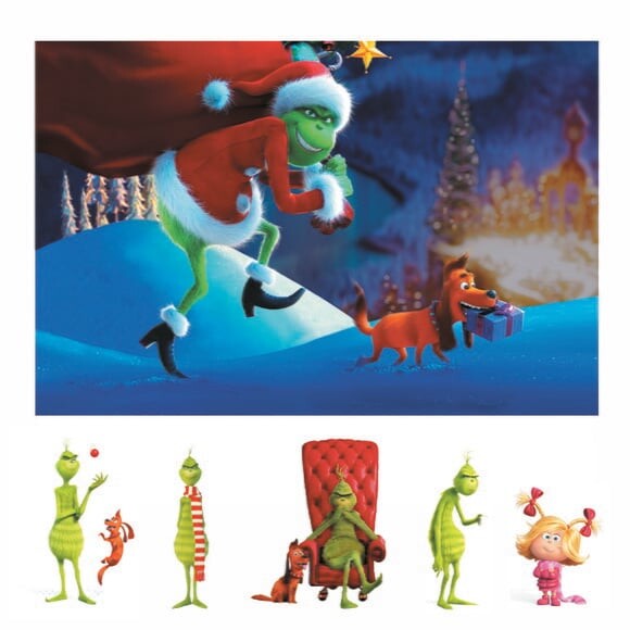 Kit Painel de Festa 1,50x1,00m e Totem o Grinch