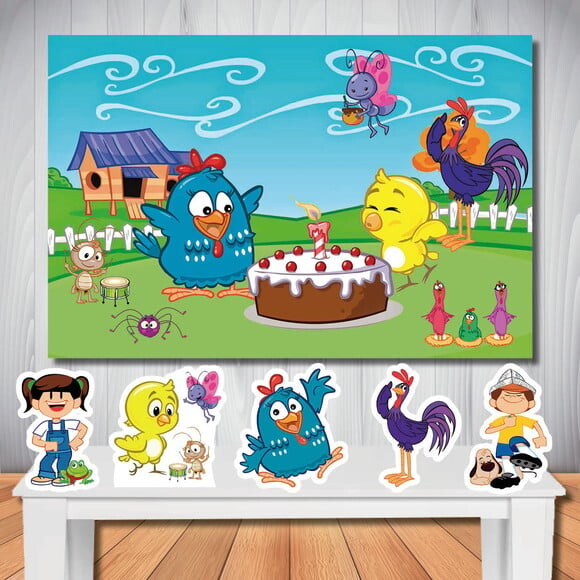 Kit Painel de Festa e Display de Mesa Galinha Pintadinha