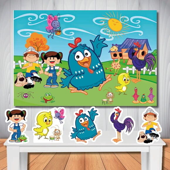 Kit Painel de Festa e Display de Mesa Galinha Pintadinha