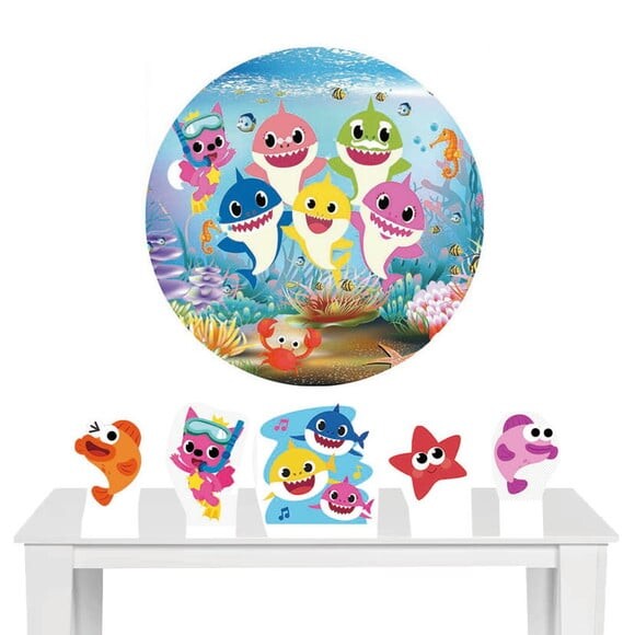 Kit Painel Redondo e Display Baby Shark - 1,50x1,50m