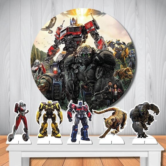 Kit Painel Redondo de Festa e Display Transformers