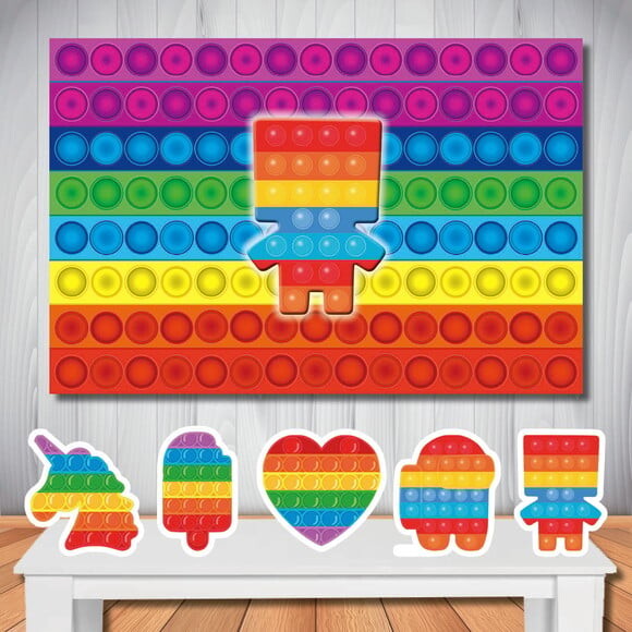 Kit Popit Fidget Toys Painel 1,50x1,00m e Display de Mesa