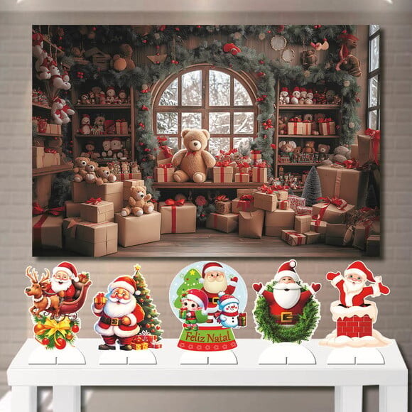 Kit Totem mdf e Painel Cenário Top Natal