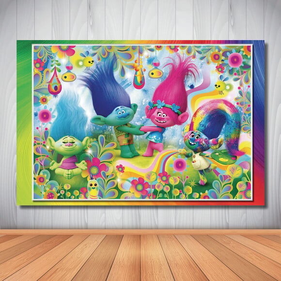 Painel de Festa Cenário Infantil Trolls - 1,50x1,00m