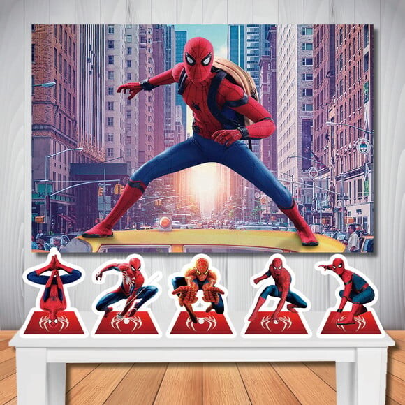 Painel de Festa e Kit Display de Mesa mdf Homem Aranha