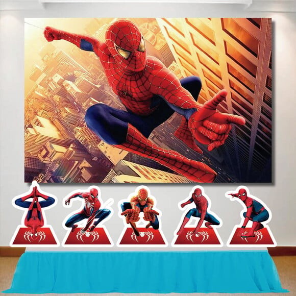 Painel de Festa e Kit Display de Mesa mdf Homem Aranha