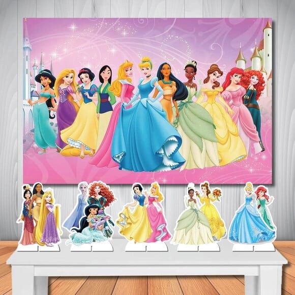 Painel de Festa Mega 1,5x1,0m e Kit Display as Princesas