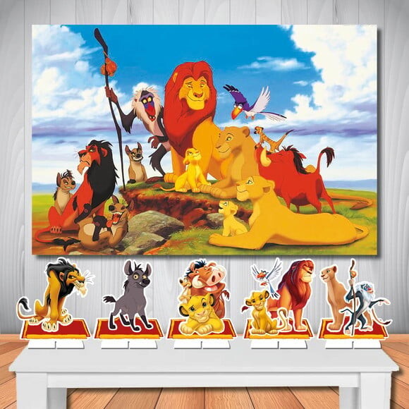 Painel de Festa Mega 1,5x1,0m e Kit Display o Rei Leão