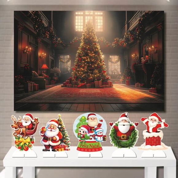 Painel Decoração Mega 1,5x1,0m e Kit Display Árvore de Natal
