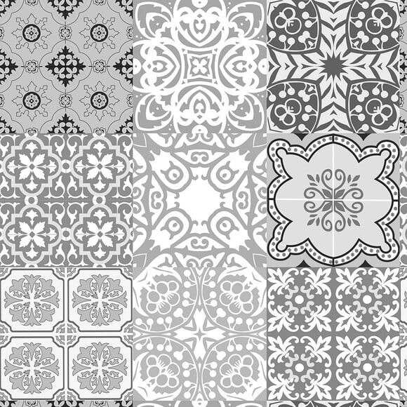Papel de Parede Azulejo Tons de Preto e Cinza