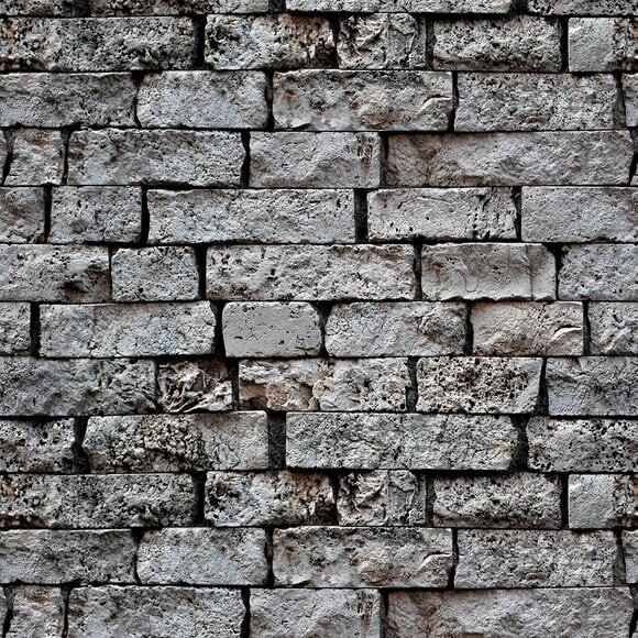 Papel de Parede Revestimento Pedra Cinza - 3d