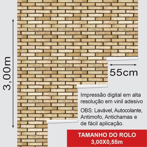 Papel de Parede Tijolos Ceramico Ocre 3d
