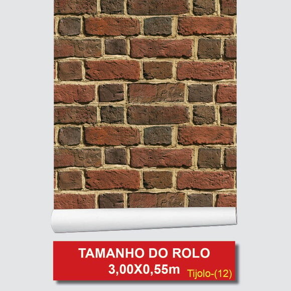 Papel de Parede Tijolos Vermelho Cinza Queimado 3d