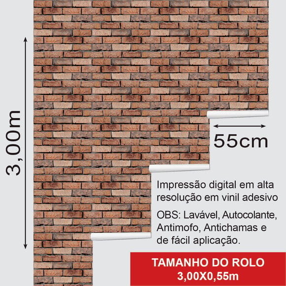 Papel de Parede Tijolos Marrom Misto Envelhecido 3d