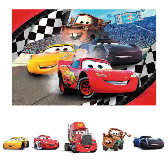 Kit Cenário Festa Carros - Painel em Lona e 5 Displays