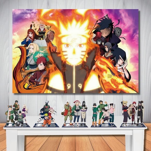 Kit Cenário Naruto Painel de Aniversário 1,5x1,0m e Display