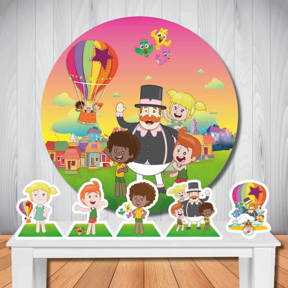 Kit Cenário Mundo Bita Painel Redondo e Display de Mesa