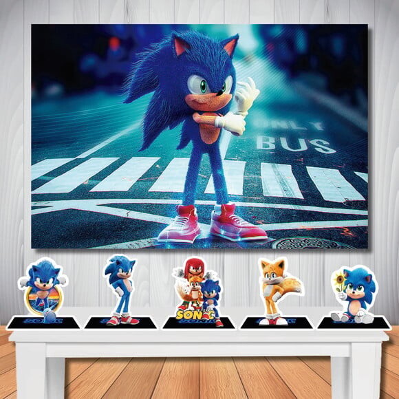 Kit Cenário Sonic Filme Painel de Aniversário e Display