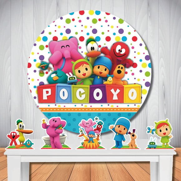 Kit de Festa Pocoyo Painel Redondo e Totem de Mesa