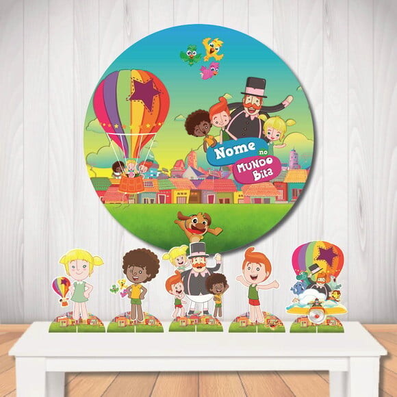 Kit Decoração de Festa Mundo Bita Painel Circular e Totem