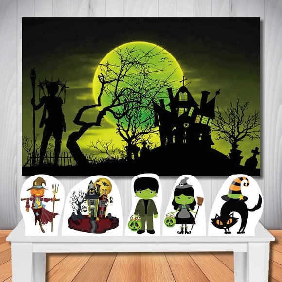 Kit Decoração Halloween Totem de Mesa e Painel de Festa