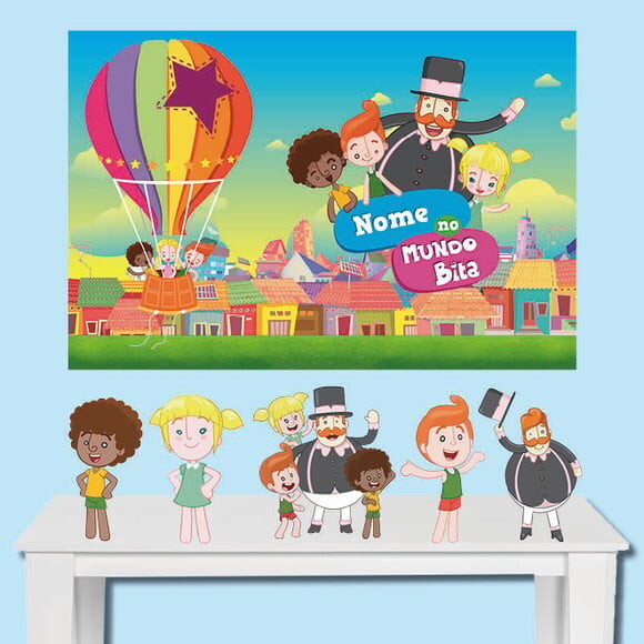 Kit Decoração Mundo Bita Painel Infantil 1,50x1,00m e Totem