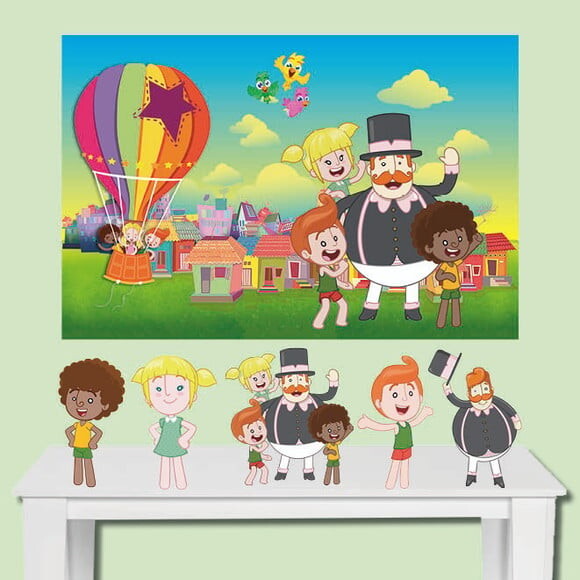 Kit Decoração Mundo Bita Painel Infantil 1,50x1,00m e Totem