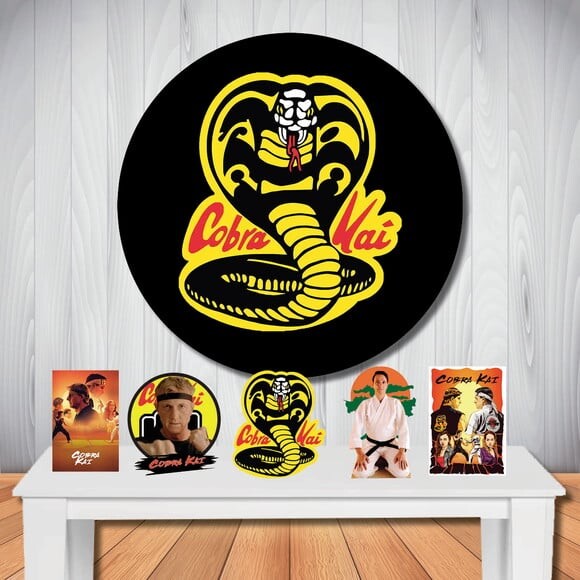 Kit Decoração Painel de Festa Redondo Cobra Kai Display
