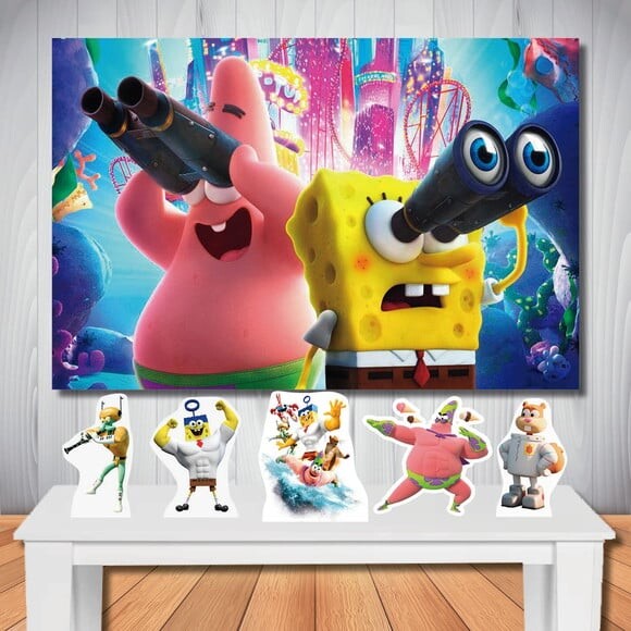 Kit Festa Bob Esponja o Filme Painel Cenário e Display