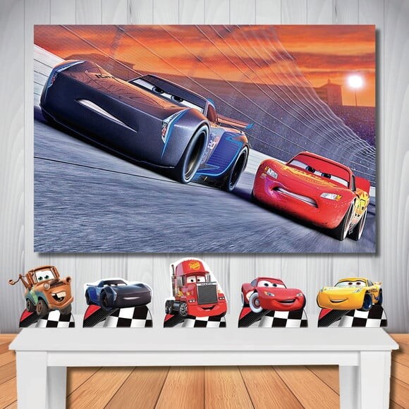 Kit Festa Carros 3 Painel Cenário e Display de Mesa
