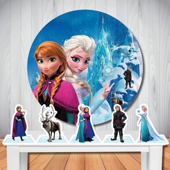 Kit Festa Frozen Painel Circular e Display de Mesa