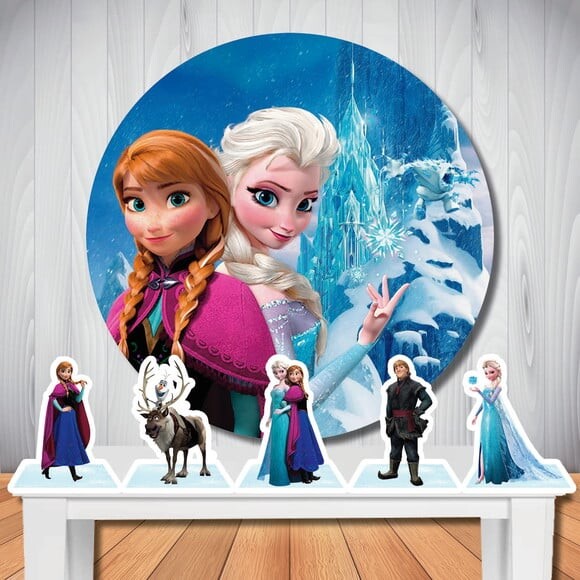 Kit Festa Frozen Painel Circular e Display de Mesa