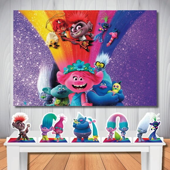 Kit Festa Trolls 2 Painel 1,50x1,00m e Display de Mesa