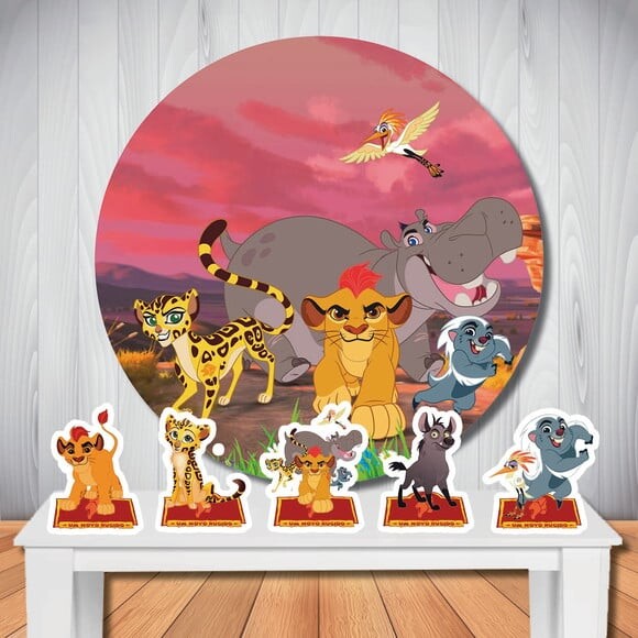 Kit Guarda do Leão Painel Redondo Infantil e Totem de Mesa