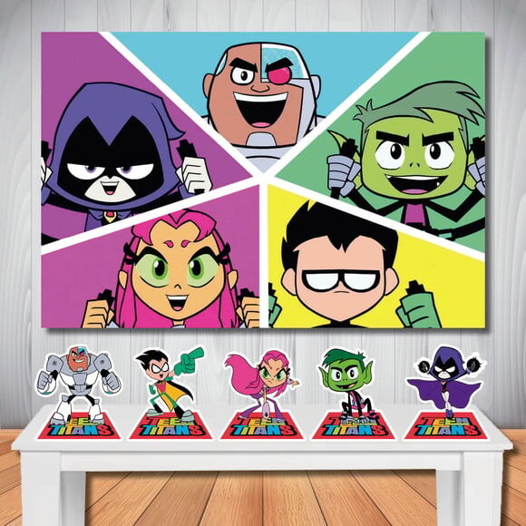 Kit Jovens Titãs Painel Cenário 1,5x1,0m e Display de Mesa