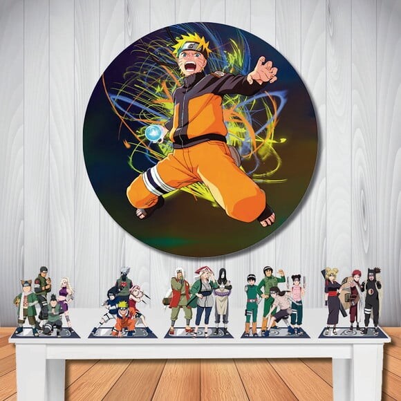 Kit Naruto Painel Redondo de Aniversário e Display de Mesa