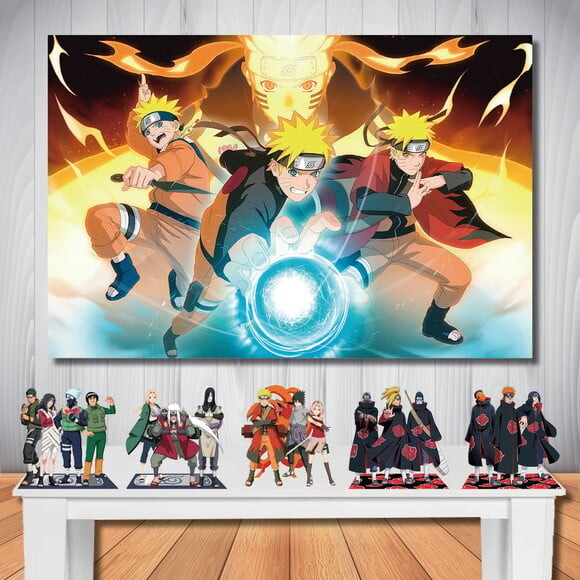 Kit Naruto Shippuden Painel de Aniversário 1,5x1,0m e Totem