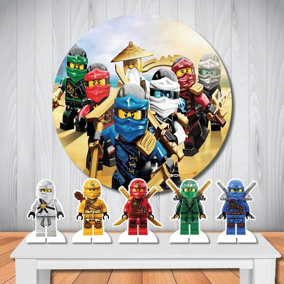 Kit Painel Redondo de Festa Aniversário e Display Ninjago