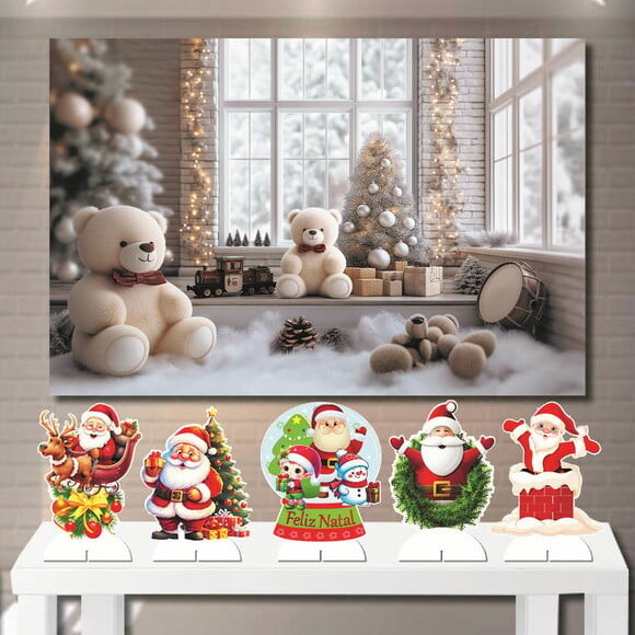 Kit Totem mdf e Painel Cenário Top Natal