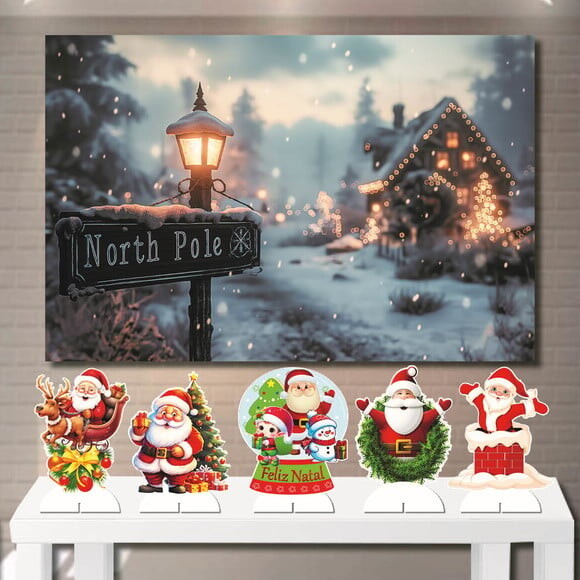 Painel Cenário 1,5x1,0m e Kit Display mdf Natal Casa na Neve