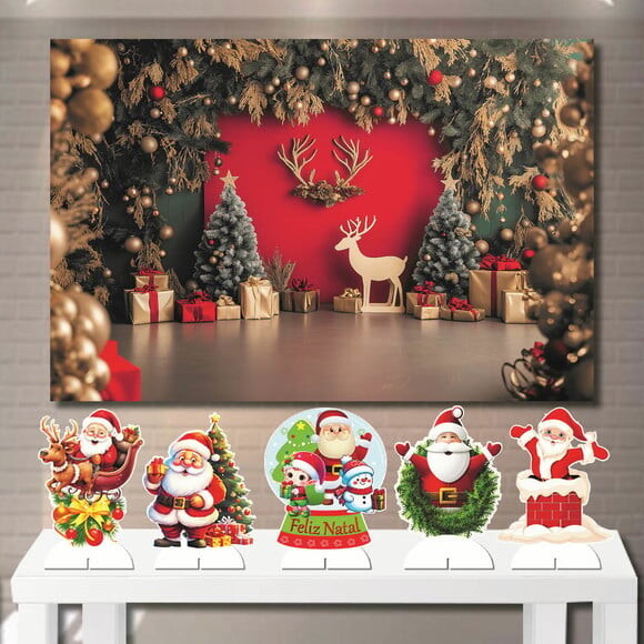 Painel Cenário de Festa 1,5x1,0m e Kit Display mdf Natal