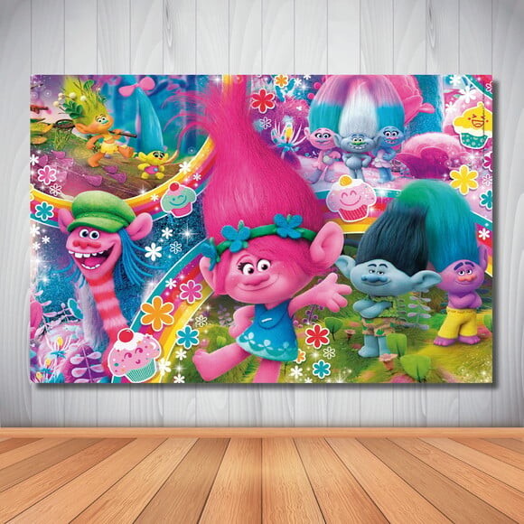 Painel Cenário Infantil Trolls 2 - 1,50x1,00m